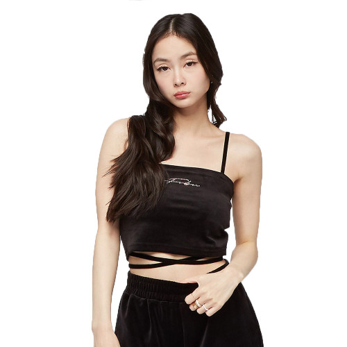 FUBU Γυναικεία αμάνικη μπλούζα Signature Rhinestone Velours Top